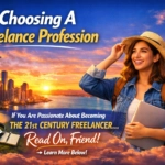 Smiling women with laptop at sunset city skyline — freelance profession concept.